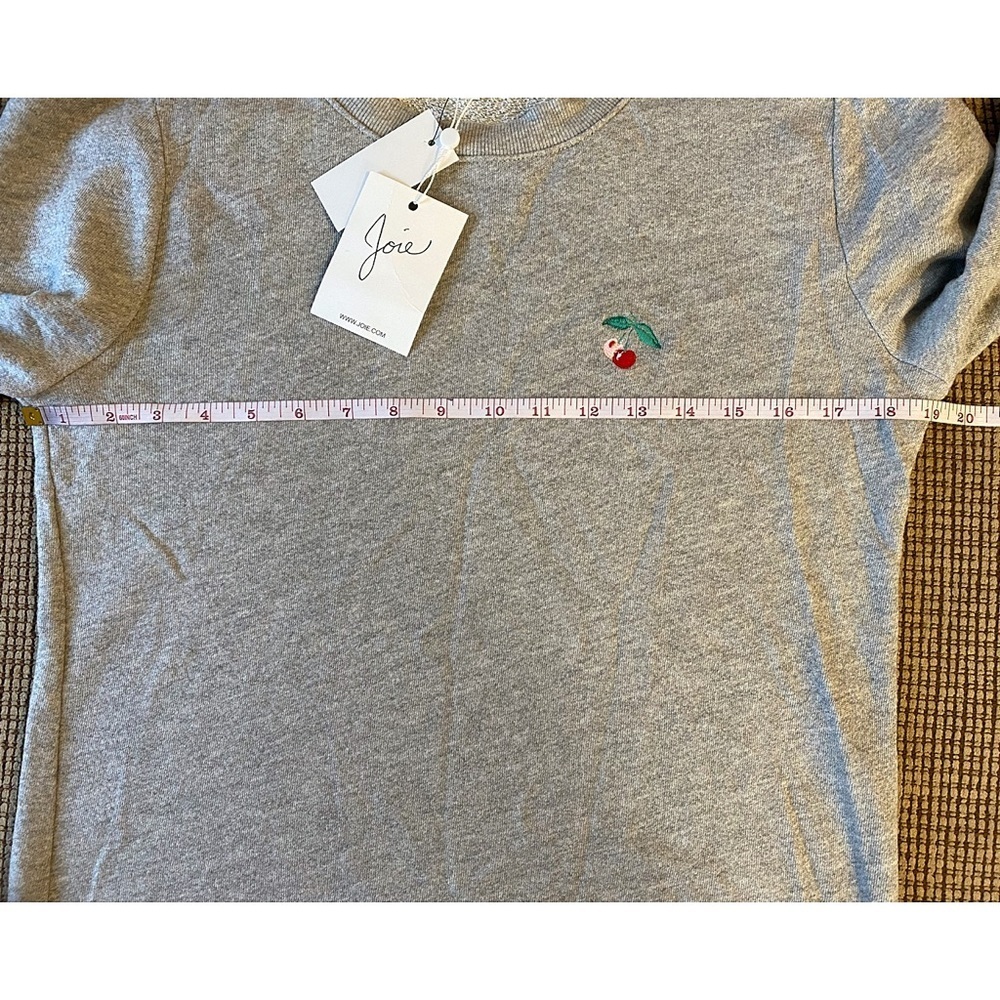 Joie Gray Cherry Embroidered Pullover Sweater Top - Picture 6 of 13